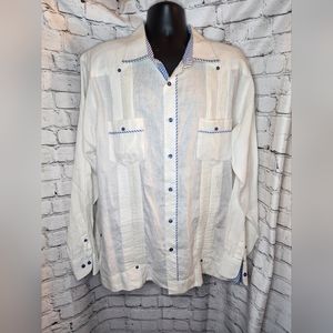 Mojito Men's 100%‎ Linen Guayabera Long Sleeve Button Down Size 2X